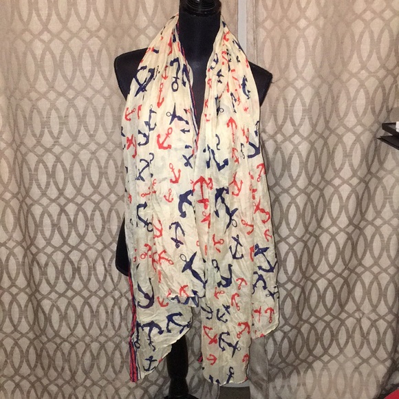 NEW Nautical Anchor Print scarf - Picture 2 of 5